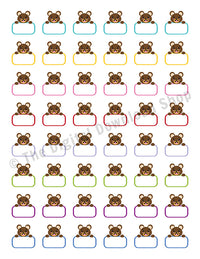 Blank Printable Planner Stickers- Benny Bear- The Digital Download Shop