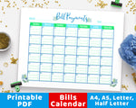 Bill Payments Calendar Printable- Floral