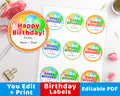 Happy Birthday Labels Editable Printable