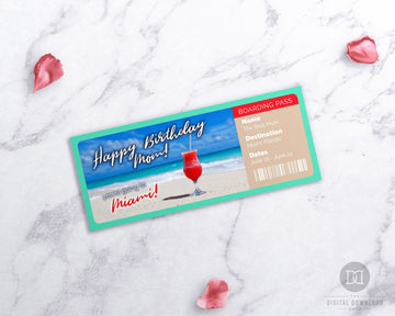 Beach Vacation Boarding Pass Template Printable *EDIT ONLINE*