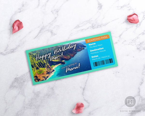 Hawaii Boarding Pass Template Printable Editable