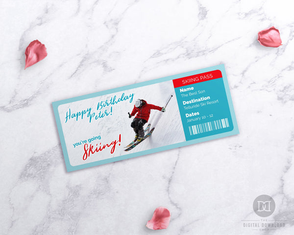 Ski Trip Ticket Template Editable Printable