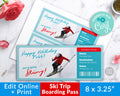 Ski Trip Ticket Template Editable Printable *EDIT ONLINE*