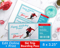 Ski Trip Ticket Template Editable Printable