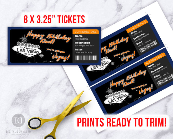 Las Vegas Vacation Ticket Template Editable Printable