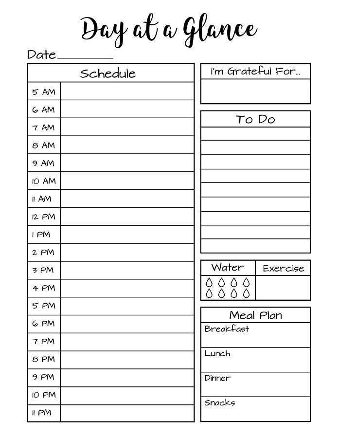 Bullet Journal Month + Day at a Glance Printable | The Digital Download Shop