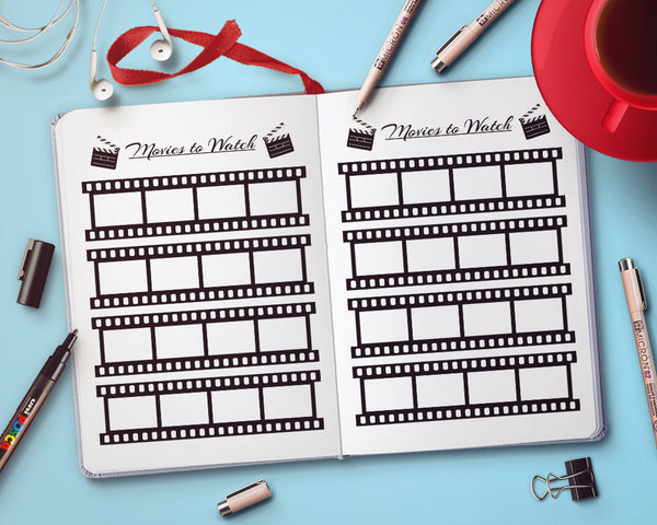 Bullet Journal Movies to Watch Planner Printable