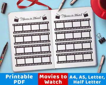 Bullet Journal Movies to Watch Planner Printable