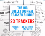 Bullet Journal Tracker Template Printable Bundle- This big bujo tracker printables bundle has all the trackers you need for your planner! It includes habit trackers, mood trackers, stress trackers, weather trackers, and more! | #moodTracker #habitTracker #bulletJournal #bujo #DigitalDownloadShop