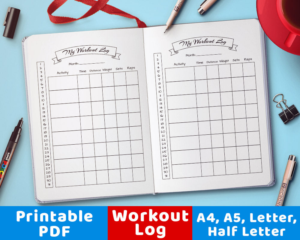 bullet-journal-workout-log-printable-the-digital-download-shop for Free Printable Fitness Journal Template Bullet Journal Workout Log Printable | The Digital Download Shop for Free Printable Fitness Journal Template