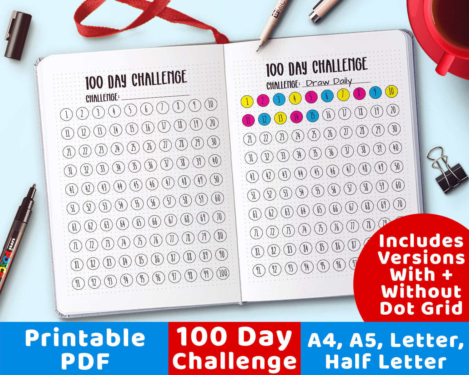 100-day-challenge-printable-the-digital-download-shop for Free Printable 100 Day Goal Tracker 100 Day Challenge Printable | The Digital Download Shop for Free Printable 100 Day Goal Tracker