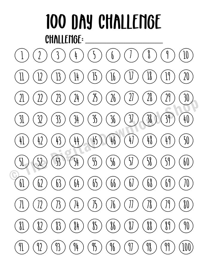 100-day-challenge-printable-the-digital-download-shop for Free Printable 100 Day Challenge Tracker 100 Day Challenge Printable | The Digital Download Shop for Free Printable 100 Day Challenge Tracker