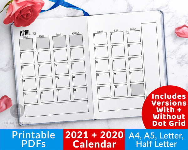 2021 Bullet Journal Calendar Printable