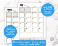 2021 Bullet Journal Calendar Printable