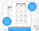 2021 + 2020 Year at a Glance Printable