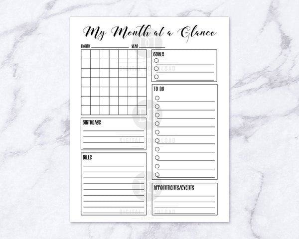Day at a Glance + Month at a Glance Bullet Journal Printables | The Digital Download Shop day-at-a-glance-month-at-a-glance-bullet-journal-printables-the-digital-download-shop