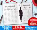 2 Body Measurement Tracker Printables