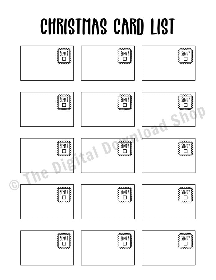 Christmas Card List Printable | The Digital Download Shop christmas-card-list-printable-the-digital-download-shop