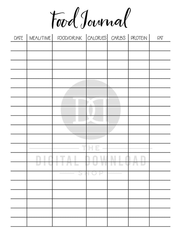 food-journal-printable-2-meal-planner-printables-the-digital-download-shop for Free Printable Bariatric Food Journal Food Journal Printable + 2 Meal Planner Printables | The Digital Download Shop for Free Printable Bariatric Food Journal