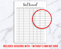 Food Journal Printable + 2 Meal Planner Printables- Use these food diary printables to plan your meals and track your calories, carbs, protein, and fat! | meal planning, menu planning, food log, health and wellness planner, fitness planner, bullet journal, printable planner inserts, bujo, #foodDairy #foodJournal #DigitalDownloadShop