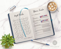 Printable health and fitness planner for bullet journals and other planners. Journal and plan your way to a healthy body with the help of these 17 fitness and wellness planner pages!