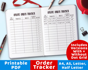Online Shopping Tracker Printable