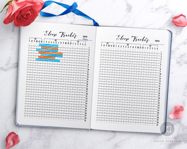Sleep tracker printable for bullet journals and other planners. Use this 31 day sleep pattern planner printable to make a sleep log and track your sleeping habits! 