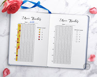 2 stress tracker printables for bullet journals and other planners. Use this stress tracking planner printable to keep a log of how your stress levels change day by day!