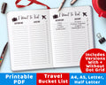 Travel Bucket List Printable