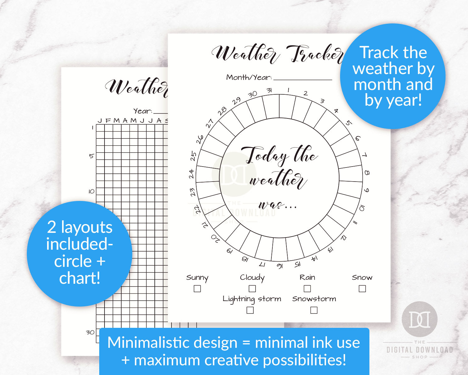 2 Weather Tracker Bullet Journal Printables The Digital Download Shop