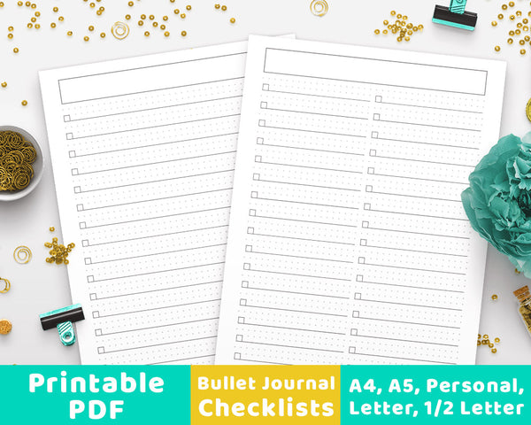 Bullet Journal Checklists Printable