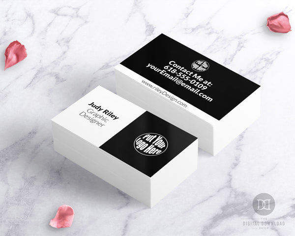 Editable Business Card Template- Black + White