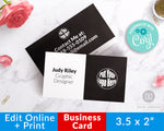Editable Business Card Template- Black + White