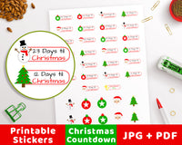 Christmas Countdown Printable Planner Stickers- Tab- The Digital Download Shop