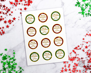 Gold Marble Christmas Circle Labels Editable Printable *EDIT ONLINE*