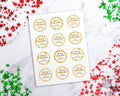 Christmas Round Labels Gold + White Editable Printable *EDIT ONLINE*