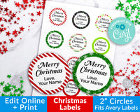 Christmas Labels Editable- Round