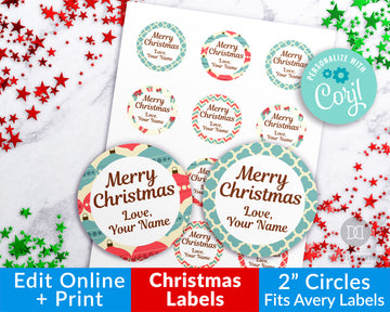 Christmas Gift Stickers Editable Printable- Vintage *EDIT ONLINE*