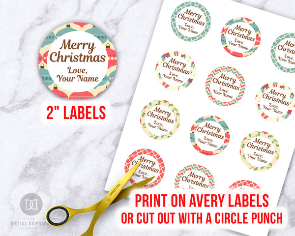 Christmas Gift Stickers Editable Printable- Vintage