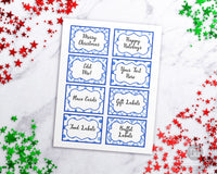 Christmas Labels Template Editable Printable- Blue