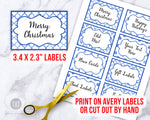 Christmas Labels Template Editable Printable- Blue