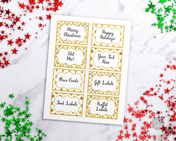 Gold Christmas Labels Editable Printable