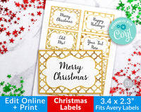 Gold Christmas Labels Editable Printable