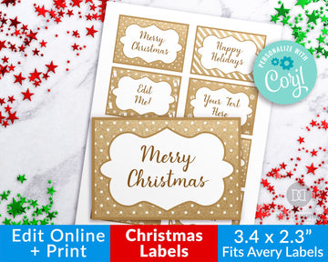Kraft Christmas Tags Template Editable Printable *EDIT ONLINE*