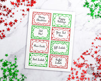 Christmas Labels Editable Printable- Red + Green