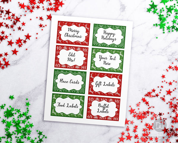 Ugly Sweater Christmas Labels Editable Printable