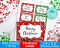 Ugly Sweater Christmas Labels Editable Printable *EDIT ONLINE*