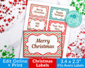 Vintage Christmas Labels Editable Printable *EDIT ONLINE*