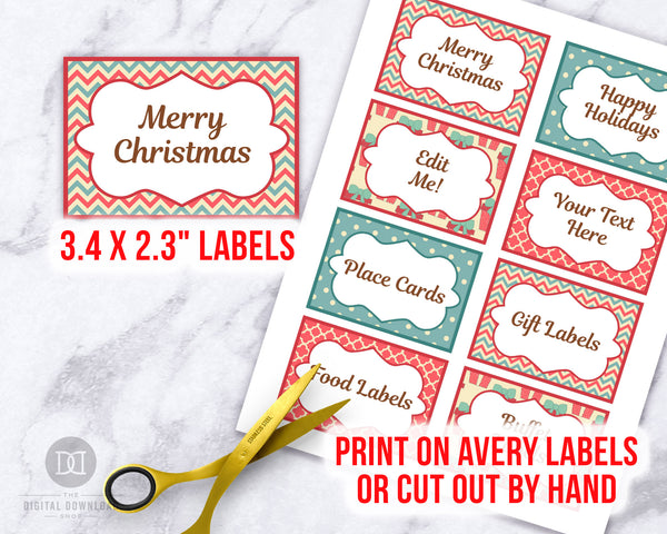 Vintage Christmas Labels Editable Printable