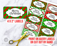 Christmas Labels Printable Editable- Narrow Rectangles